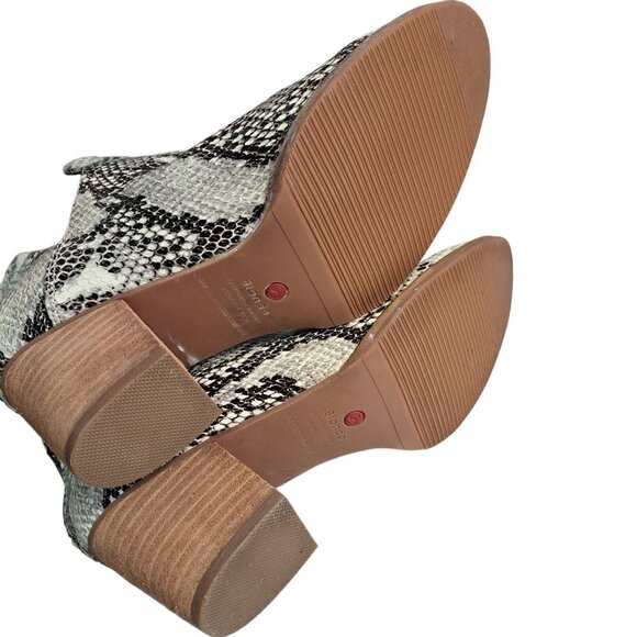 Blondo Waterproof Women's Gray Cream Leather Snake Print Ankle Booties Boots 9M - Picture 7 of 11